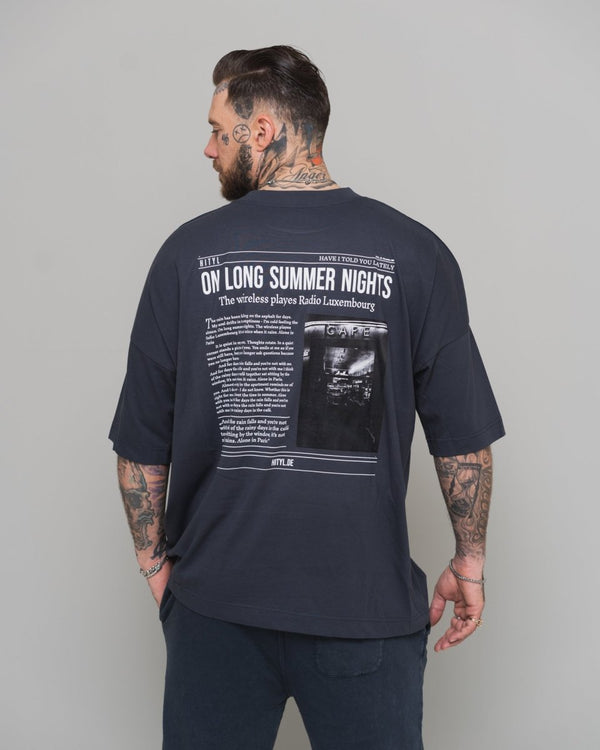 Oversize Shirt "On Long Summer Nights" - India Ink Grey - Hityl
